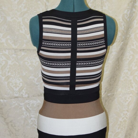 Karen Millen Bodycon Stripe Bandage Knit Dress XS - Picture 6 of 8